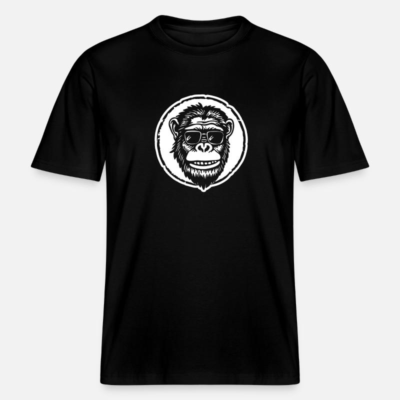 Monkey Monkey Face - RELAXED FIT Unisex Organic T-Shirt - black