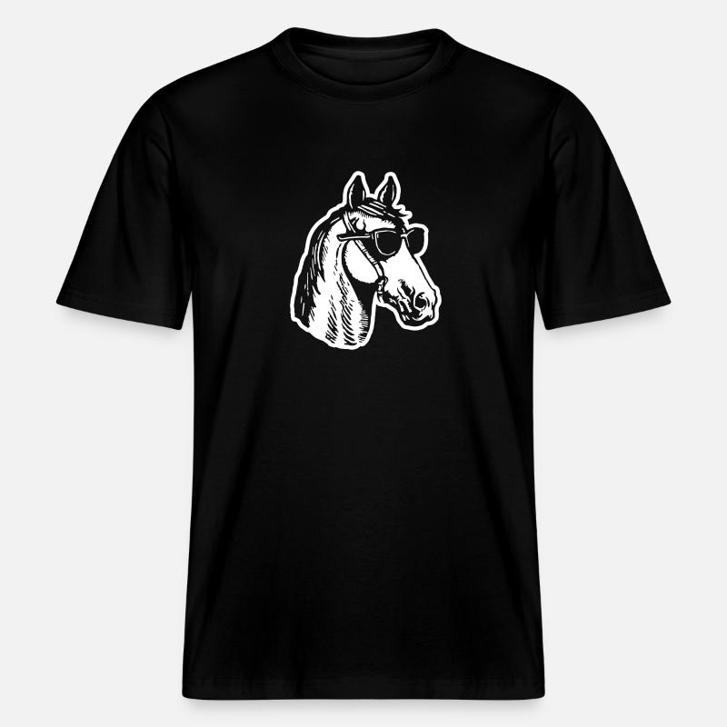 Cheval Chevaux Équitation Cavalier -  T-shirt unisexe RELAXED FIT en coton bio - noir