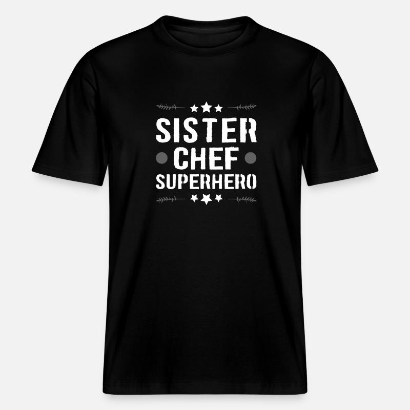 Schwester Chef Superheld -  RELAXED FIT Unisex Organic T-Shirt - Schwarz