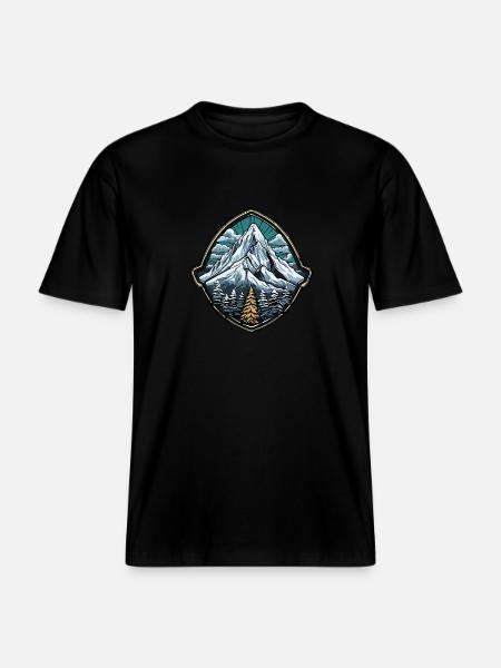 Berge Bergsteiger Symbol -  RELAXED FIT Unisex Organic T-Shirt - Schwarz