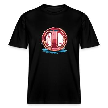 Logo de la Tour Eiffel -  T-shirt unisexe RELAXED FIT en coton bio - noir - Devant - Alina (178cm) & Michal (187cm)