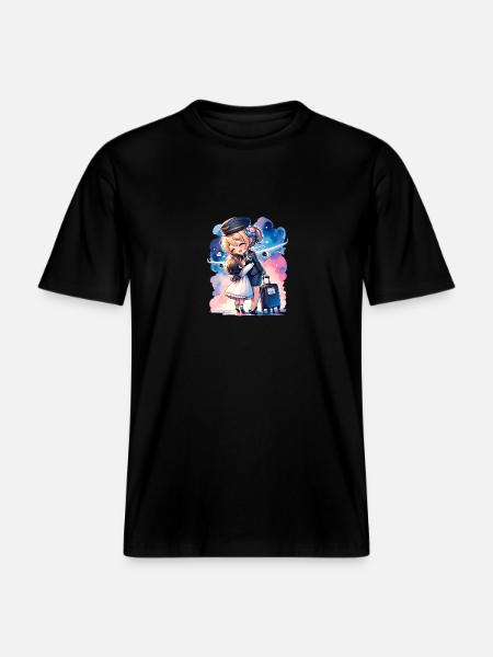 Flugbegleiterin Mutter mit ihrer Tochter - RELAXED FIT Unisex Organic T-Shirt - Schwarz