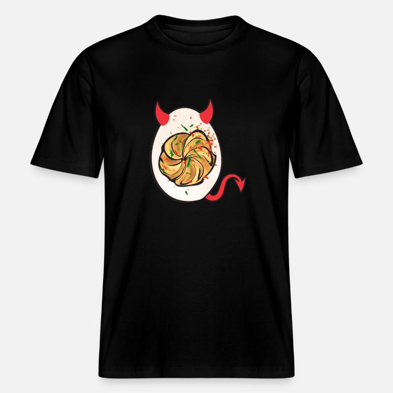 Gefüllte Eier Deviled Eggs -  RELAXED FIT Unisex Organic T-Shirt - Schwarz