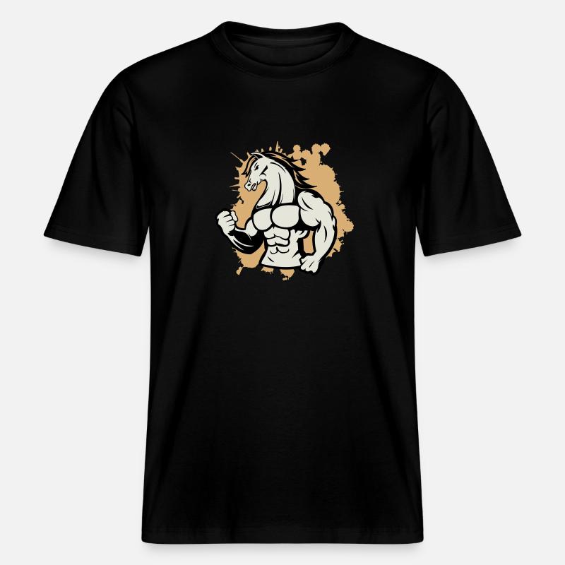 pferd stark -  RELAXED FIT Unisex Organic T-Shirt - Schwarz