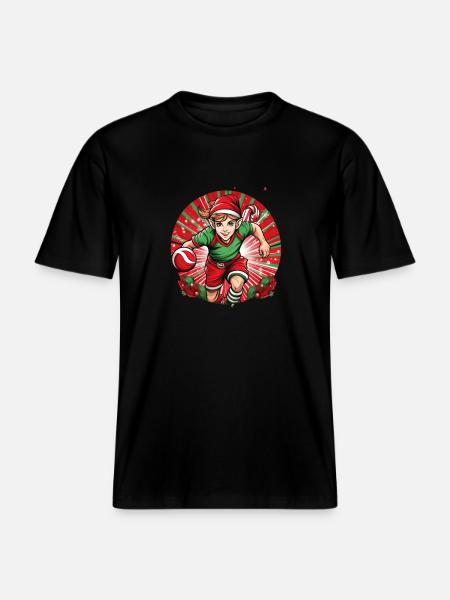 Elfe de Noël Handball - T-shirt unisexe RELAXED FIT en coton bio - noir