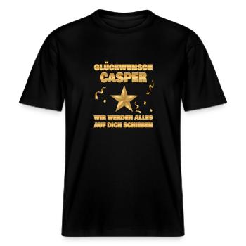 Kollegin Casper -  RELAXED FIT Unisex Organic T-Shirt - Schwarz - Vorne - Alina (178cm) & Michal (187cm)