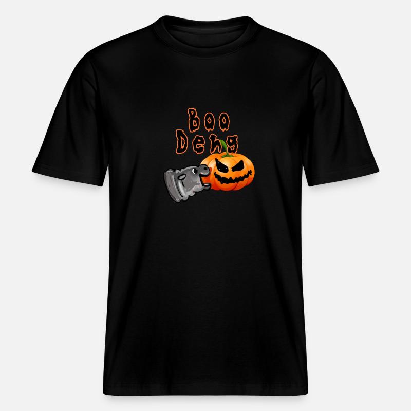 Boo deng,moo deng,nilpferd, halloween,illustration -  T-shirt unisexe RELAXED FIT en coton bio - noir