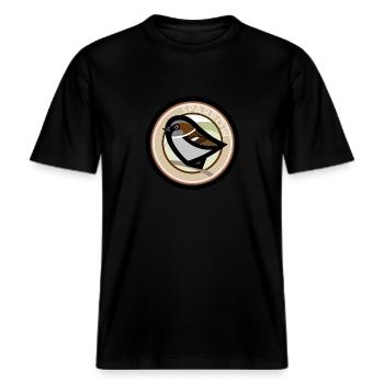 Sparrow -  RELAXED FIT Unisex Organic T-Shirt - black - Front - Alina (178cm) & Michal (187cm)