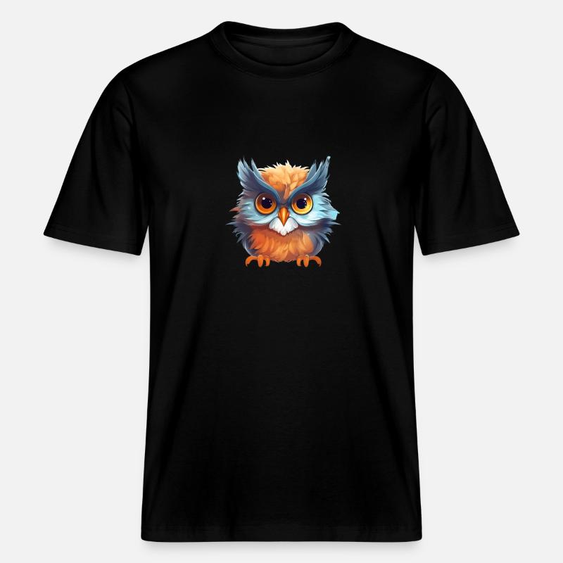 Niedliche Wachsame Eule | Nachtschwärmer Eule -  RELAXED FIT Unisex Organic T-Shirt - Schwarz