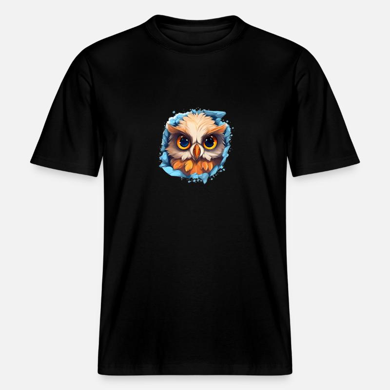 Niedliche Wachsame Eule | Nachtschwärmer Eule -  RELAXED FIT Unisex Organic T-Shirt - Schwarz
