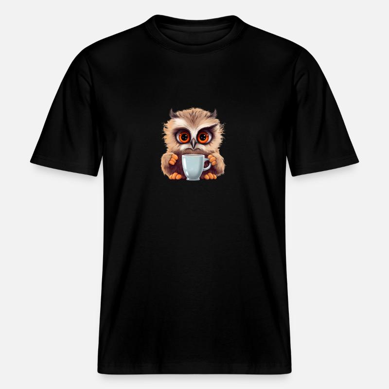 Niedliche Wachsame Eule | Nachtschwärmer Eule -  RELAXED FIT Unisex Organic T-Shirt - Schwarz