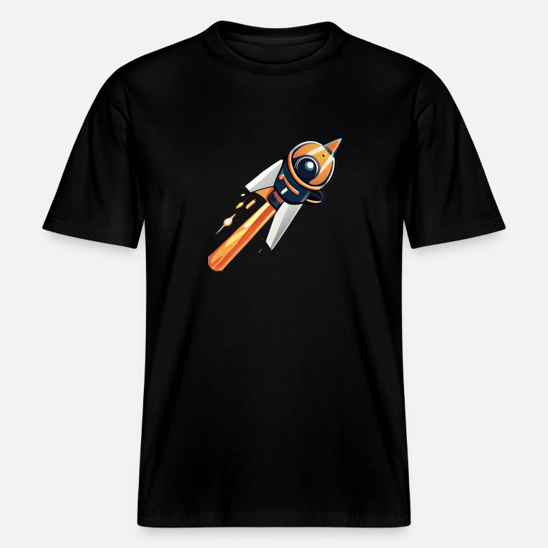 Fusée allant dans l'espace -  T-shirt unisexe RELAXED FIT en coton bio - noir