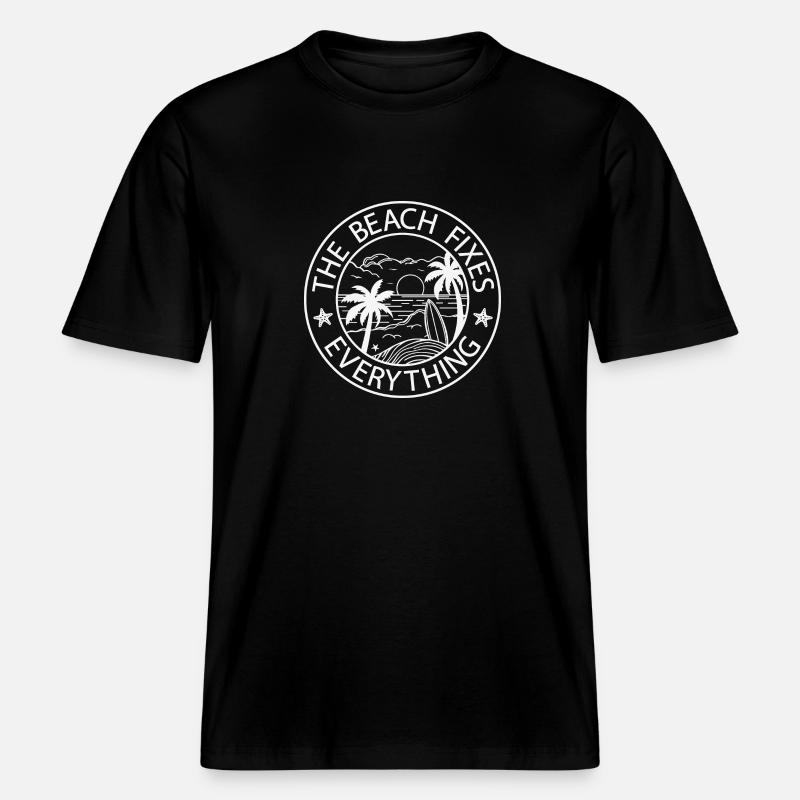 The Beach Fixes Everything -  RELAXED FIT Unisex Organic T-Shirt - Schwarz