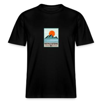 Vierwaldstättersee -  RELAXED FIT Unisex Organic T-Shirt - Schwarz - Vorne - Alina (178cm) & Michal (187cm)