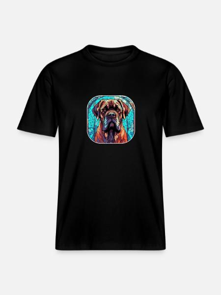 Farverig engelsk mastiff hunderace akvarel glas -  Økologisk unisex T-shirt RELAXED FIT - sort