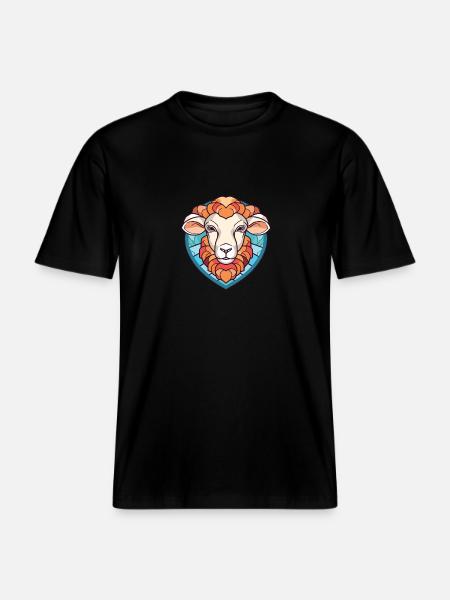 Sheep Colorful Watercolor Animal Pet Illustration -  RELAXED FIT Unisex Organic T-Shirt - black
