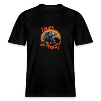 Truck or Treat -  RELAXED FIT Unisex Organic T-Shirt - black - Front - Alina (178cm) & Michal (187cm)