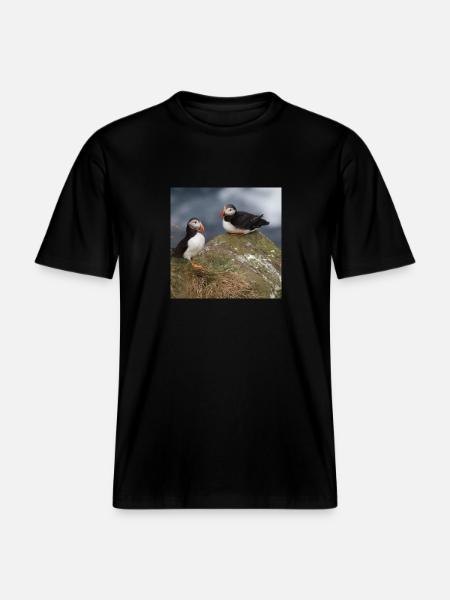 Puffin - RELAXED FIT Unisex Organic T-Shirt - black