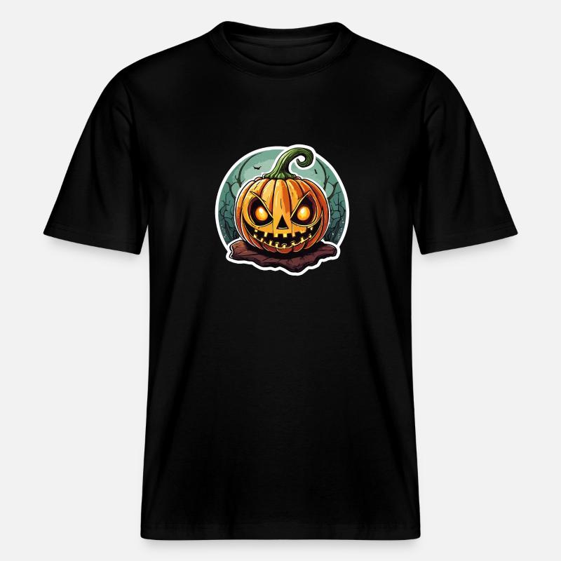 Finsterer Jack o' Lantern Kürbis -  RELAXED FIT Unisex Organic T-Shirt - Schwarz