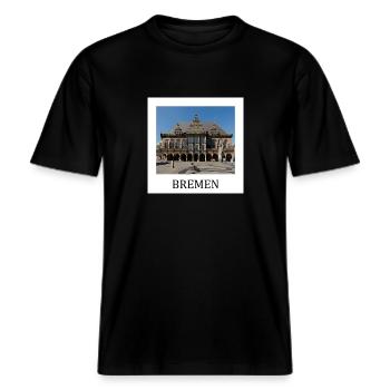 Bremen -  RELAXED FIT Unisex Organic T-Shirt - Schwarz - Vorne - Alina (178cm) & Michal (187cm)