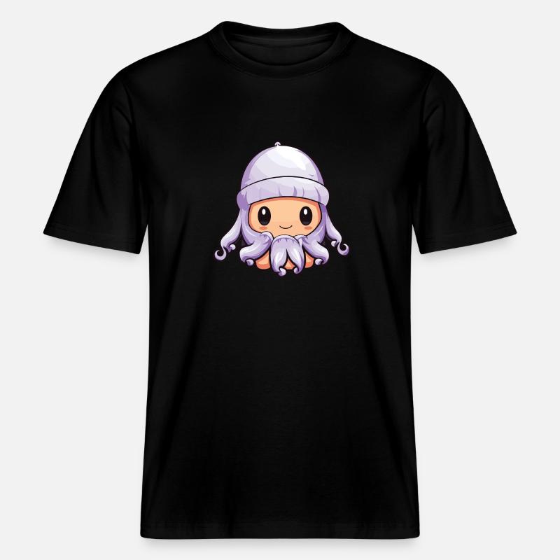 Octopus Winter Octopus Comic - RELAXED FIT Unisex Organic T-Shirt - black