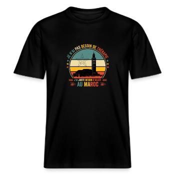 J'ai Juste Besoin D'aller Au Maroc -  T-shirt unisexe RELAXED FIT en coton bio - noir - Devant - Alina (178cm) & Michal (187cm)