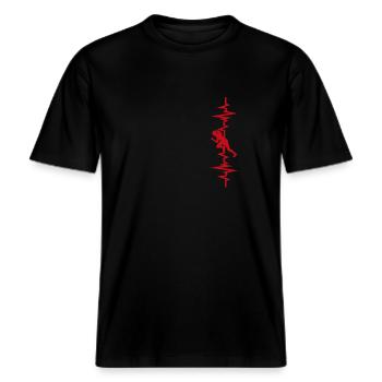 Running Heartbeat Frau -  RELAXED FIT Unisex Organic T-Shirt - Schwarz - Vorne - Alina (178cm) & Michal (187cm)