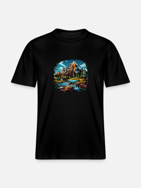 Landscape - Illustration - RELAXED FIT Unisex Organic T-Shirt - black