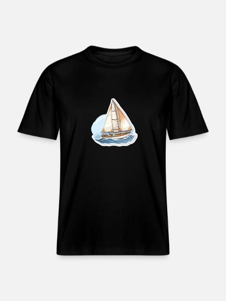 Sailboat - illustration - RELAXED FIT Unisex Organic T-Shirt - black