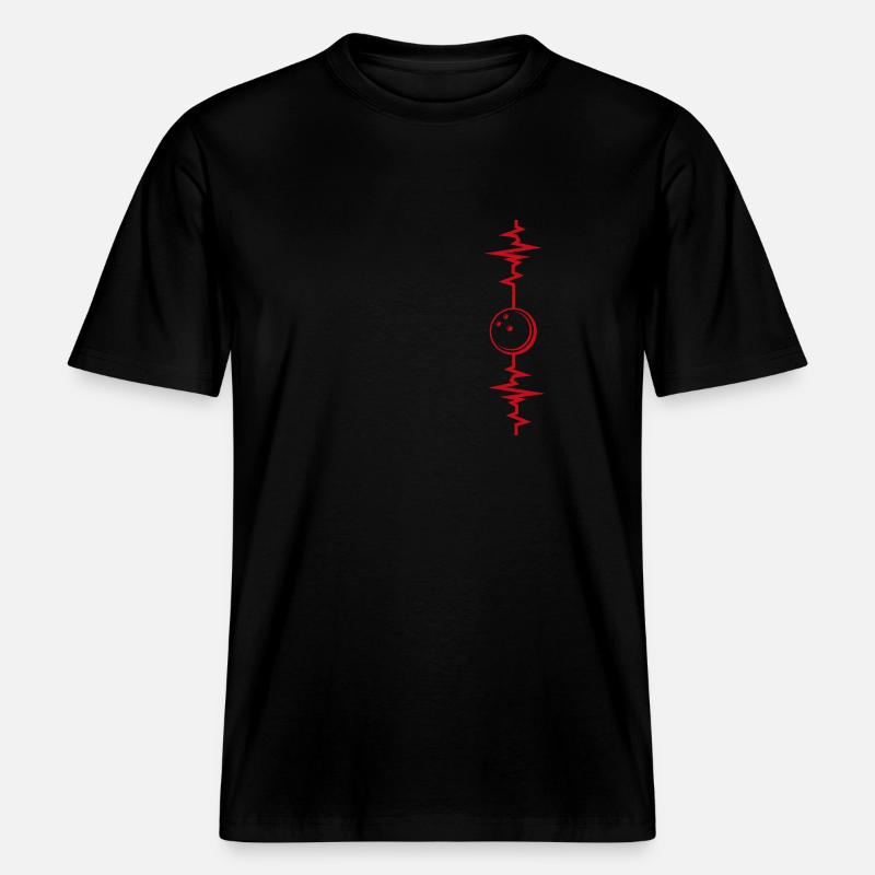 Bowling Herzschlag Bowling Geschenkidee -  RELAXED FIT Unisex Organic T-Shirt - Schwarz