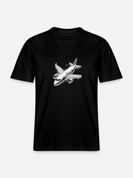 Airplane - illustration - RELAXED FIT Unisex Organic T-Shirt - black
