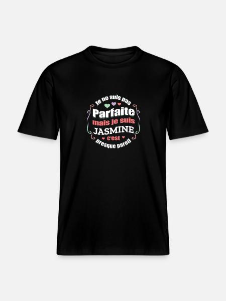 JASMINE PARFAITE - PRENOM JASMINE - T-shirt unisexe RELAXED FIT en coton bio - noir