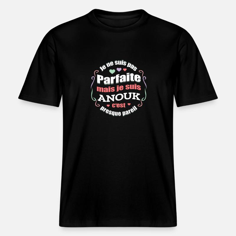 ANOUK PARFAITE - PRENOM ANOUK -  T-shirt unisexe RELAXED FIT en coton bio - noir
