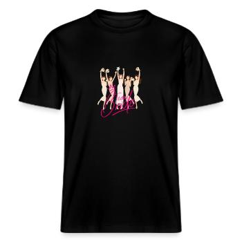 Team bride -  RELAXED FIT Unisex Organic T-Shirt - Schwarz - Vorne - Alina (178cm) & Michal (187cm)