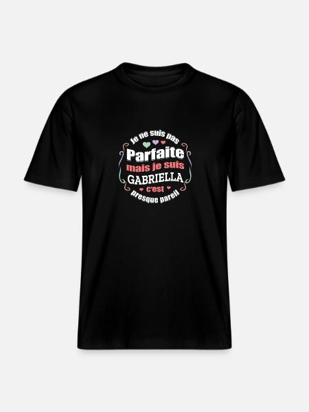 GABRIELLA PARFAITE - PRENOM GABRIELLA - T-shirt unisexe RELAXED FIT en coton bio - noir