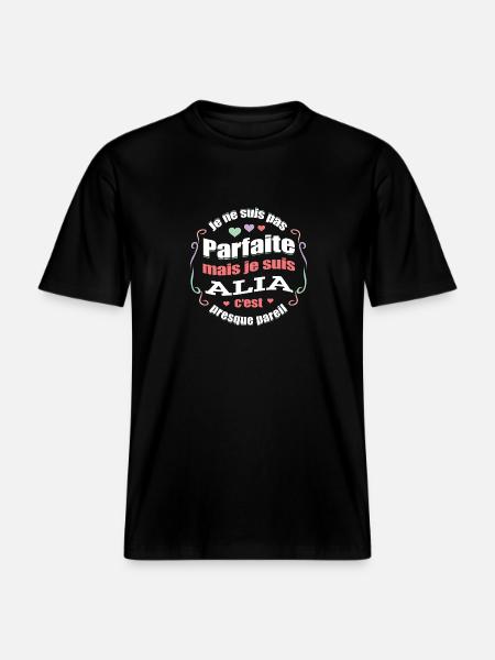 ALIA PARFAITE - PRENOM ALIA - T-shirt unisexe RELAXED FIT en coton bio - noir