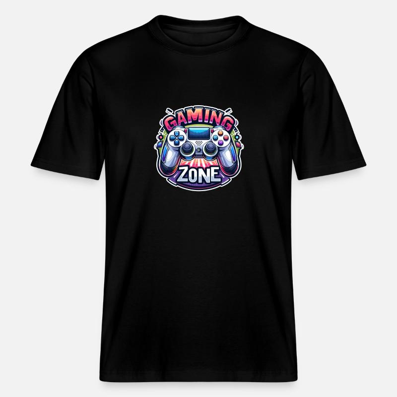 Gaming Zone - Controller Illustration -  RELAXED FIT Unisex Organic T-Shirt - Schwarz