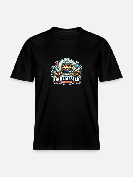 GrillMaster - Grill Illustration - RELAXED FIT Unisex Organic T-Shirt - black