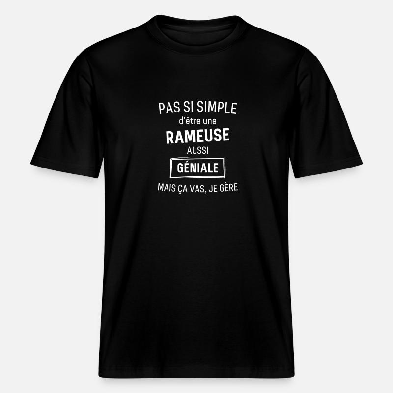 Rameuse Géniale -  T-shirt unisexe RELAXED FIT en coton bio - noir