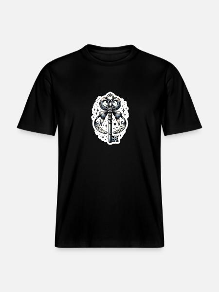 Unlock Dreams - Key Illustration - RELAXED FIT Unisex Organic T-Shirt - black