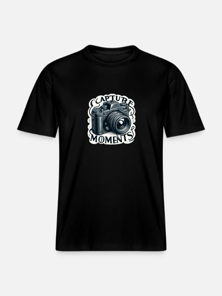 Capture Moments - Camera Illustration - RELAXED FIT Unisex Organic T-Shirt - black