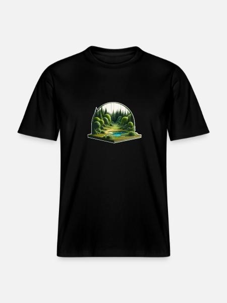 Landschaft - Illustration -  RELAXED FIT Unisex Organic T-Shirt - Schwarz
