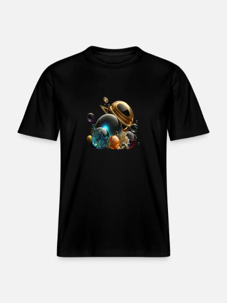 Planeten als Murmeln -  RELAXED FIT Unisex Organic T-Shirt - Schwarz
