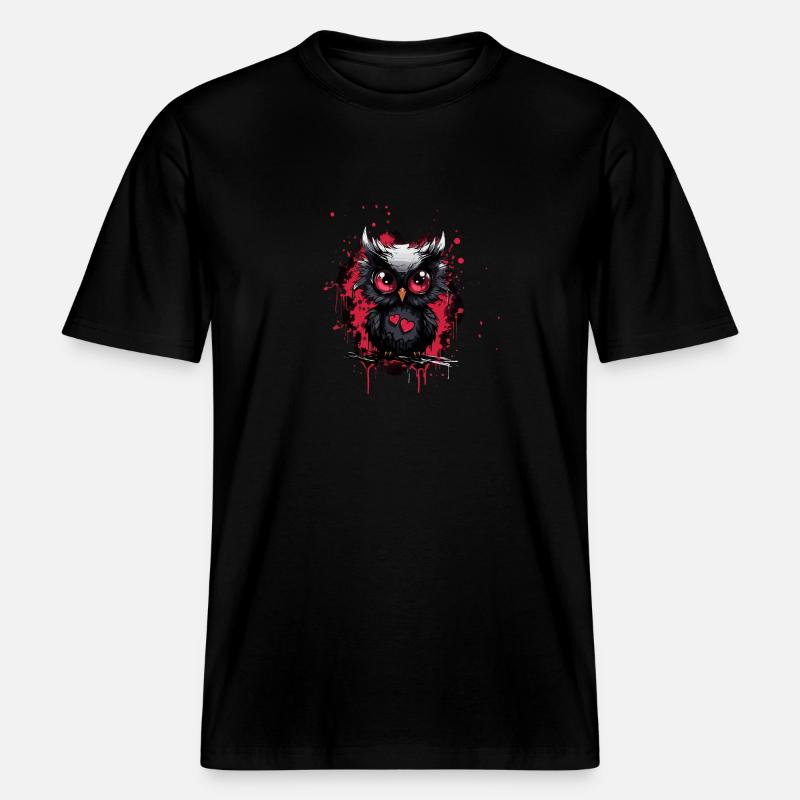 Lustige Eule -  RELAXED FIT Unisex Organic T-Shirt - Schwarz