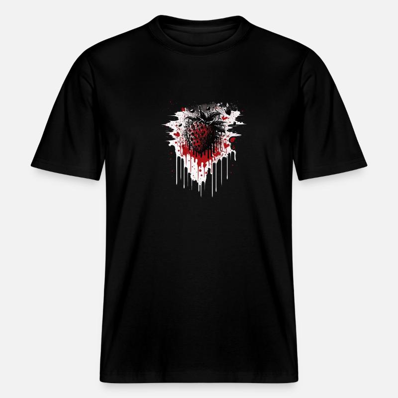 Erdbeere -  RELAXED FIT Unisex Organic T-Shirt - Schwarz