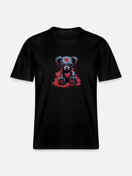 Cute Creepy Teddy Bear -  RELAXED FIT Unisex Organic T-Shirt - black