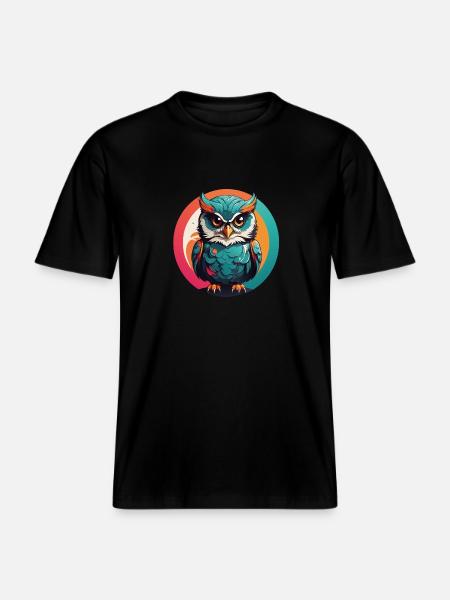 Little Cute Owl in Color Wheel Owl Design -  RELAXED FIT Unisex Organic T-Shirt - black