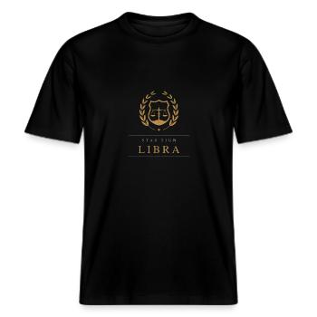 Signe astrologique Balance -  T-shirt unisexe RELAXED FIT en coton bio - noir - Devant - Alina (178cm) & Michal (187cm)