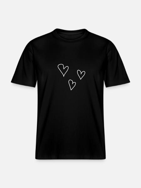 three hearts love symbol - RELAXED FIT Unisex Organic T-Shirt - black
