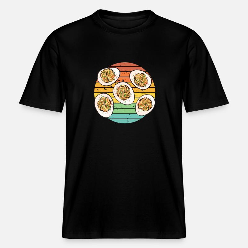 Gefüllte Eier Deviled Eggs -  RELAXED FIT Unisex Organic T-Shirt - Schwarz